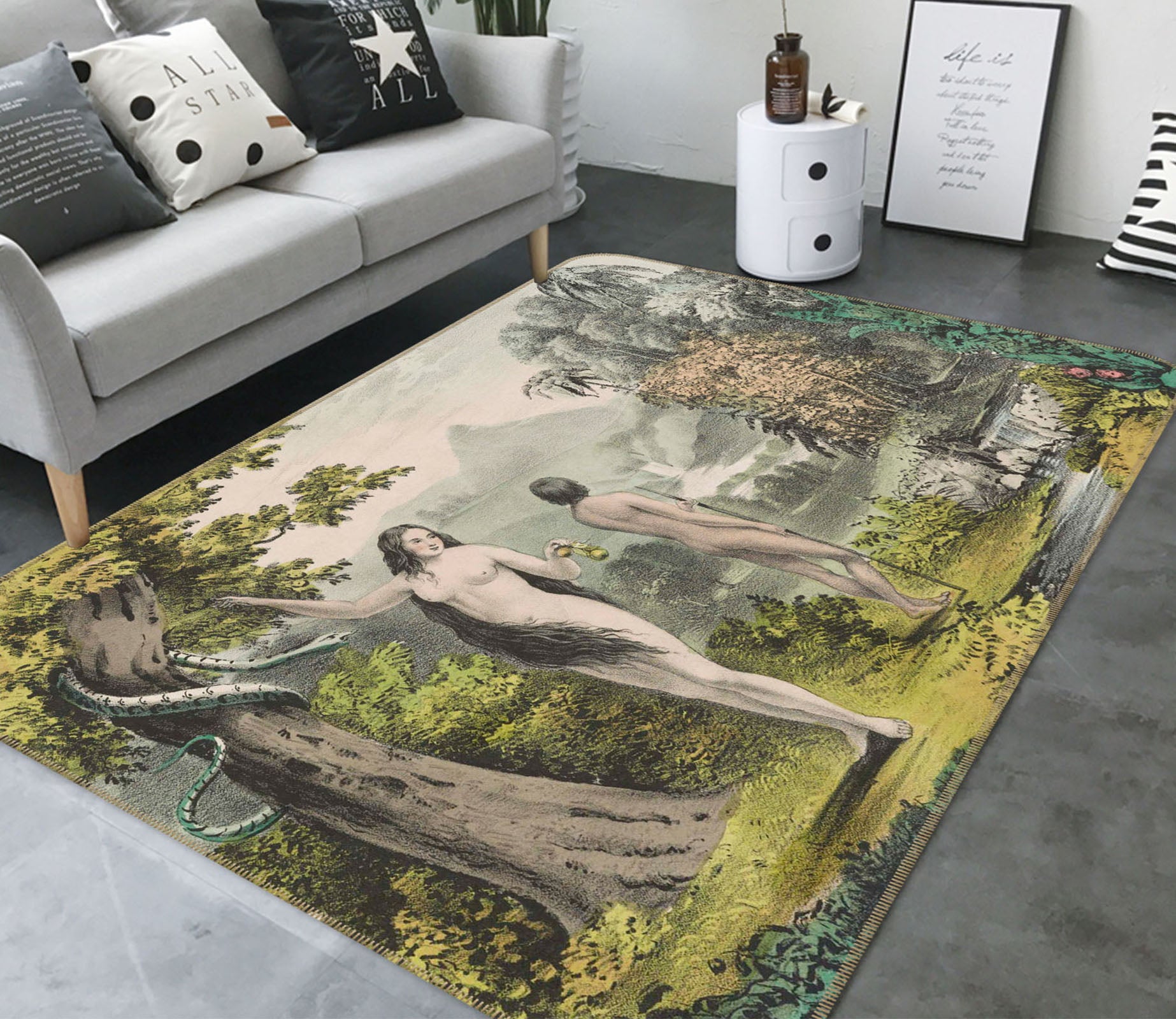 3D Myth Eve Adam 1049 Andrea haase Rug Non Slip Rug Mat