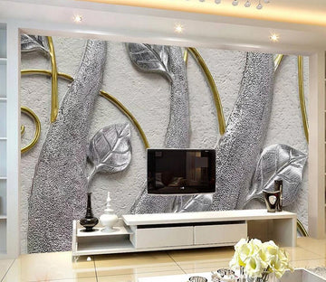 3D Silver Leaf WC842 Wall Murals