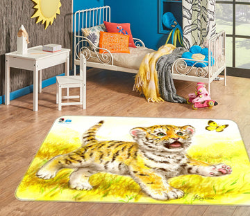 3D Tiger Baby Butterfly 5603 Kayomi Harai Rug Non Slip Rug Mat