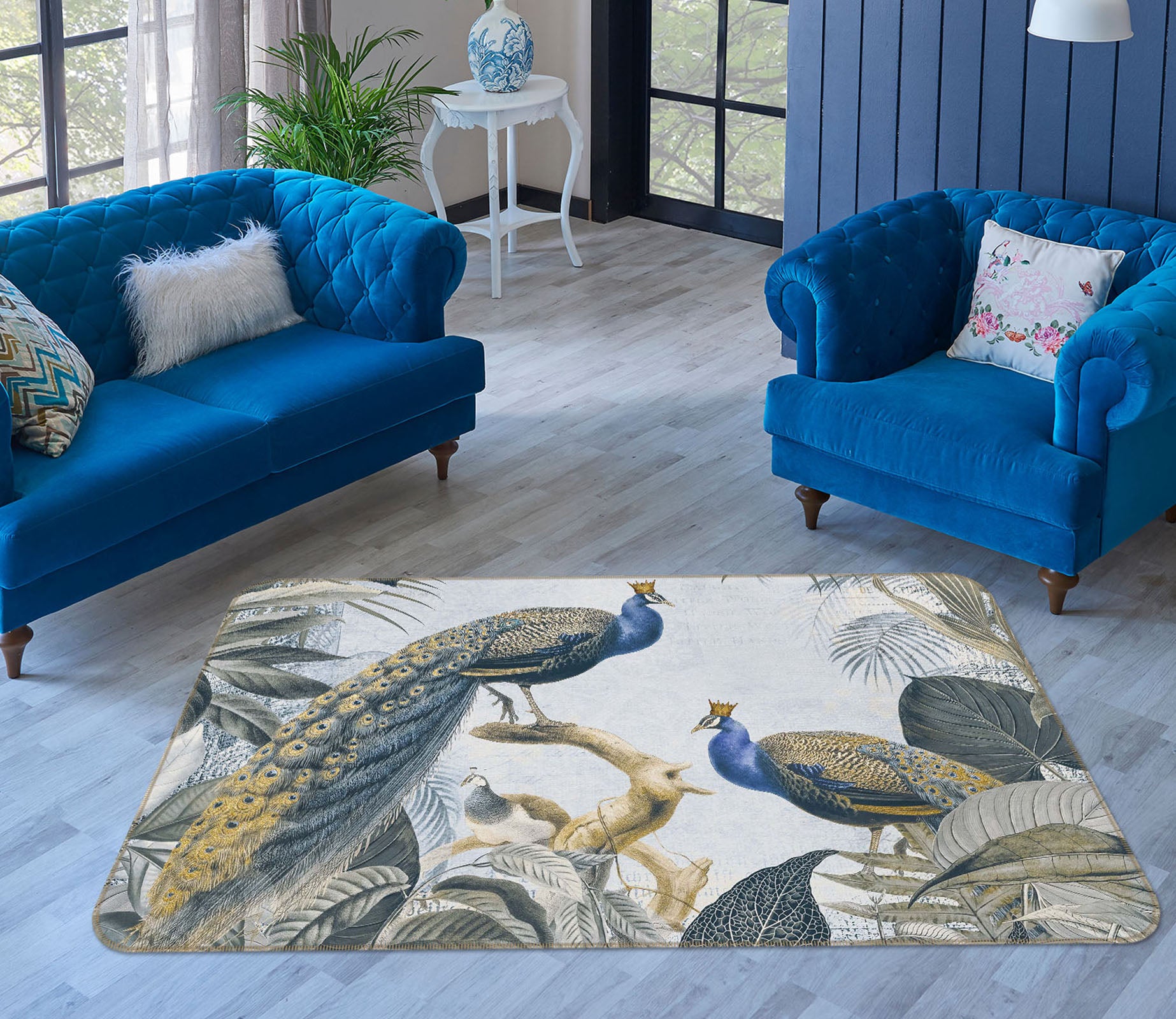 3D Peacock Forest 1013 Andrea haase Rug Non Slip Rug Mat