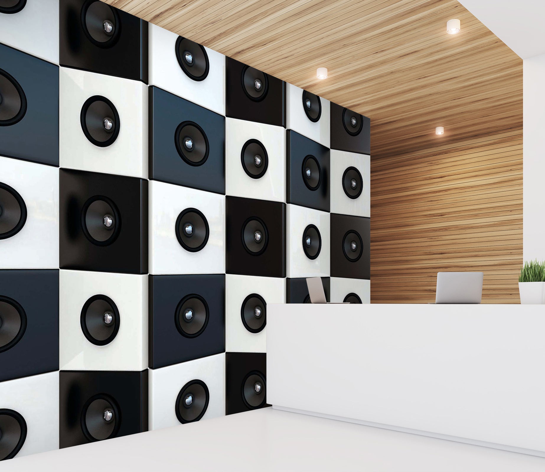 3D White Sound 002 Wall Murals