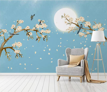 3D Moon Plum Petals WC1971 Wall Murals