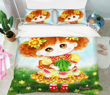 3D Watermelon Girl 5829 Kayomi Harai Bedding Bed Pillowcases Quilt Cover Duvet Cover