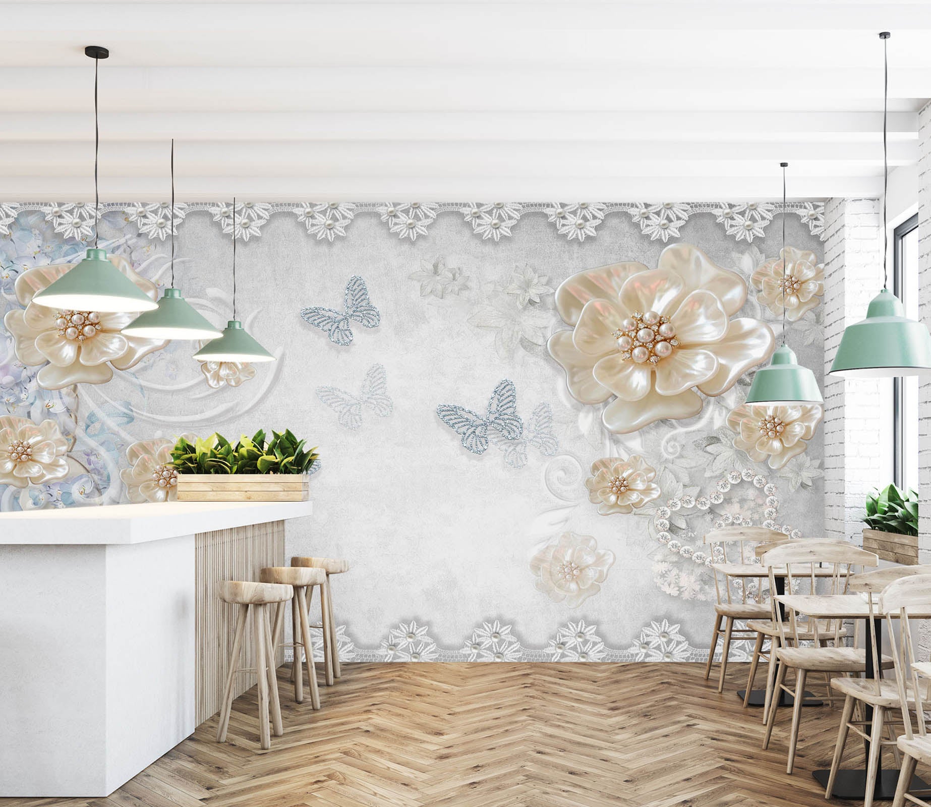 3D Butterfly Flower 1469 Wall Murals