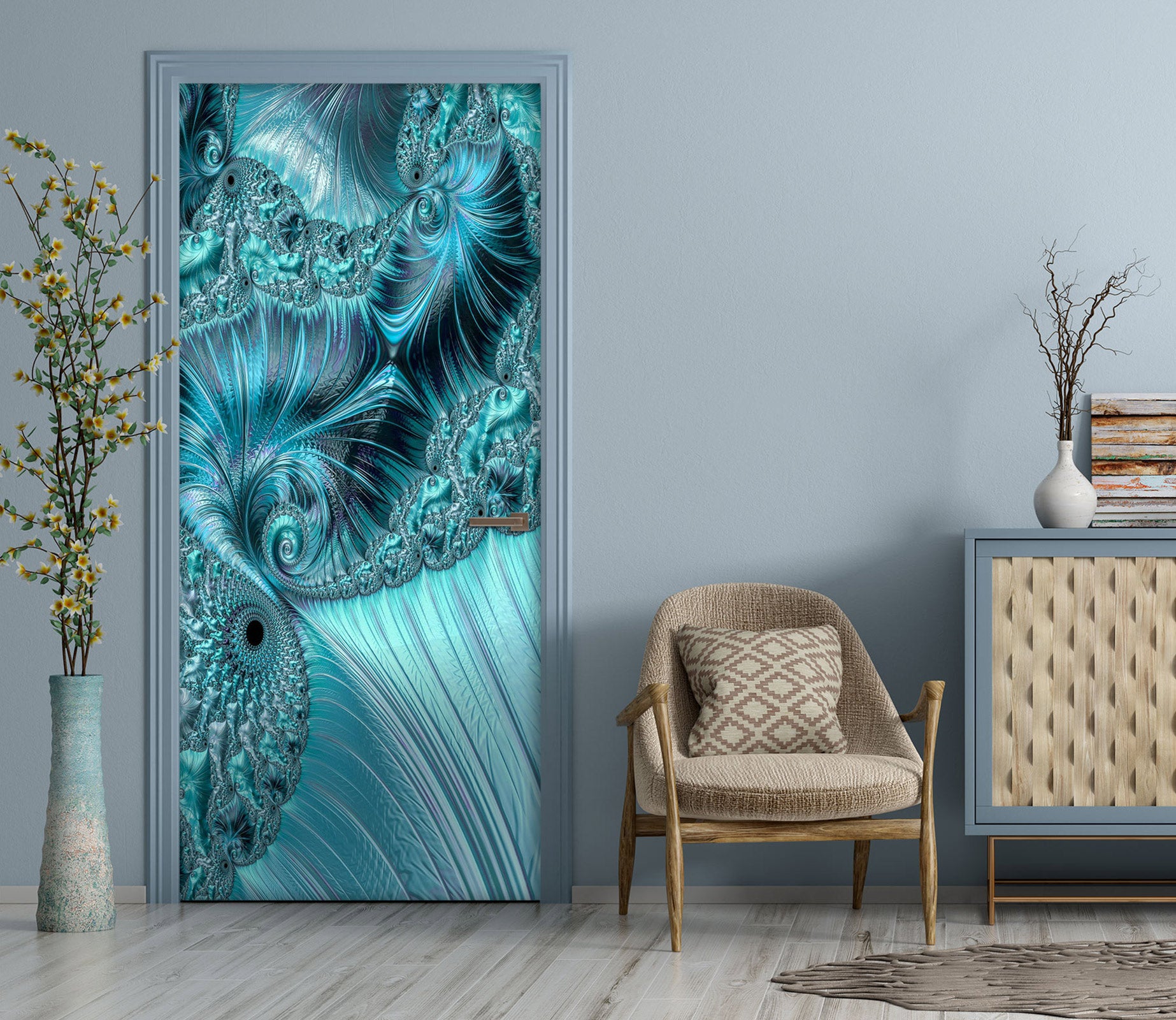 3D Blue Pattern Thread 102104 Andrea Haase Door Mural