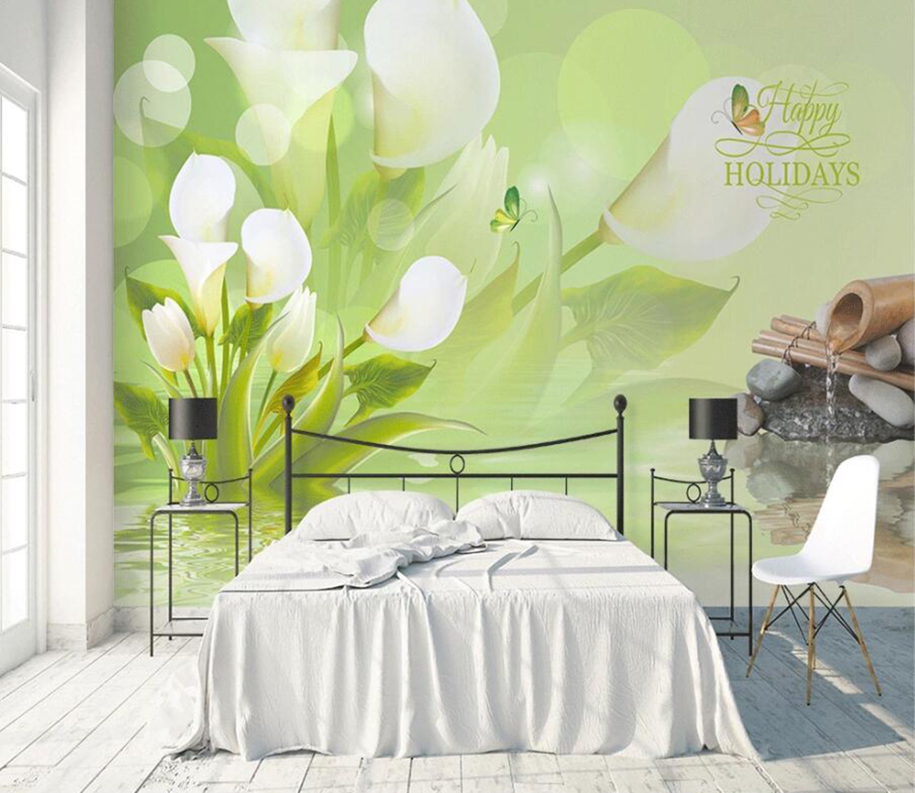 3D Flower Butterfly WC28 Wall Murals Wallpaper AJ Wallpaper 2 