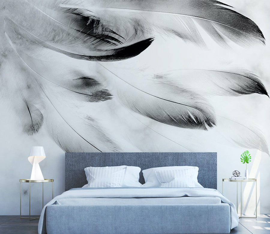 3D Black Feather WG300 Wall Murals