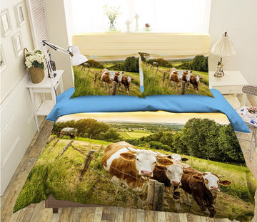 3D Cow Grazing 1930 Bed Pillowcases Quilt Quiet Covers AJ Creativity Home 