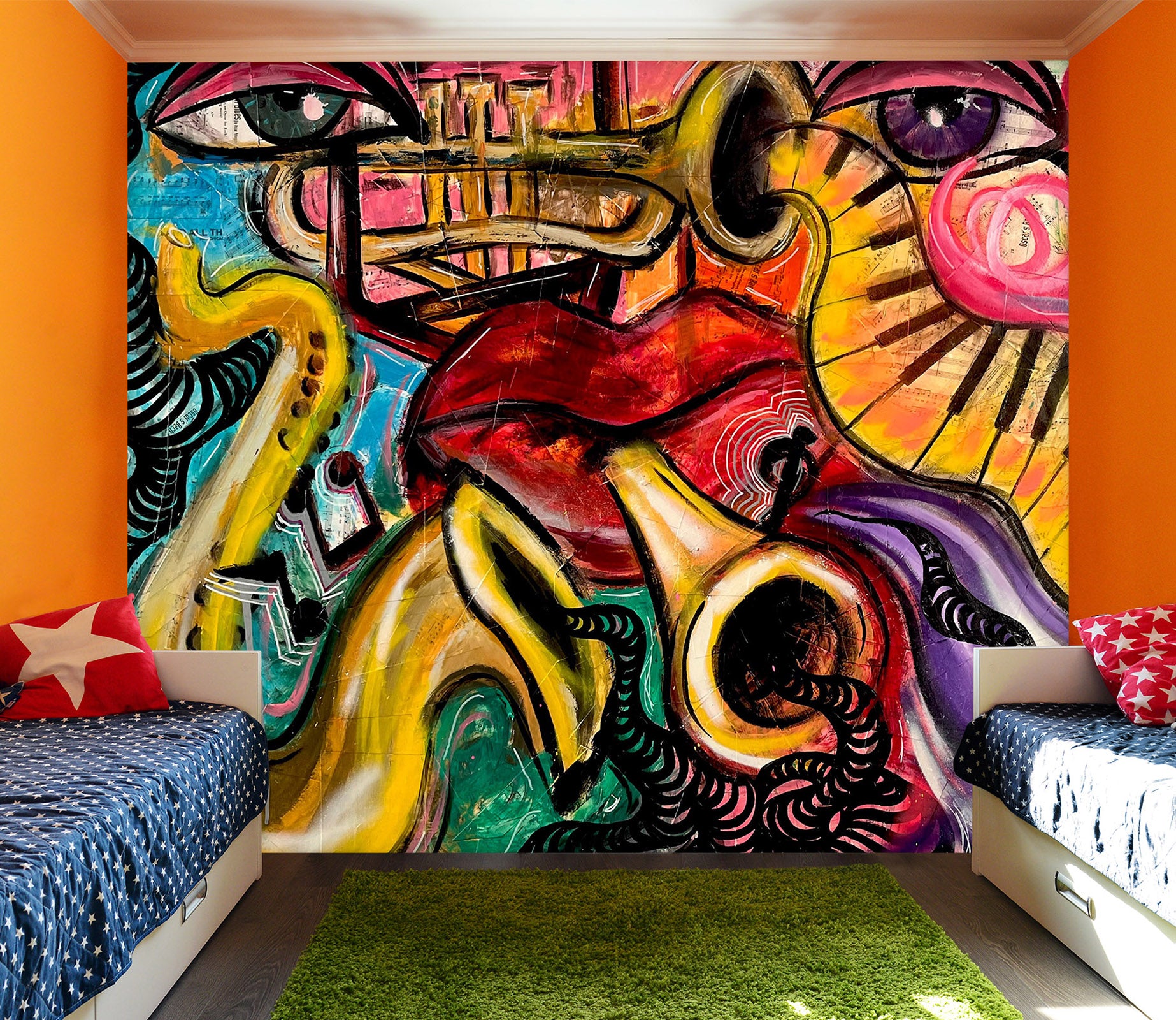 3D Retro Graffiti 1275 Jacqueline Reynoso Wall Mural Wall Murals