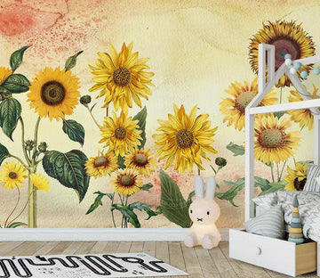 3D Blooming Sunflower WC398 Wall Murals