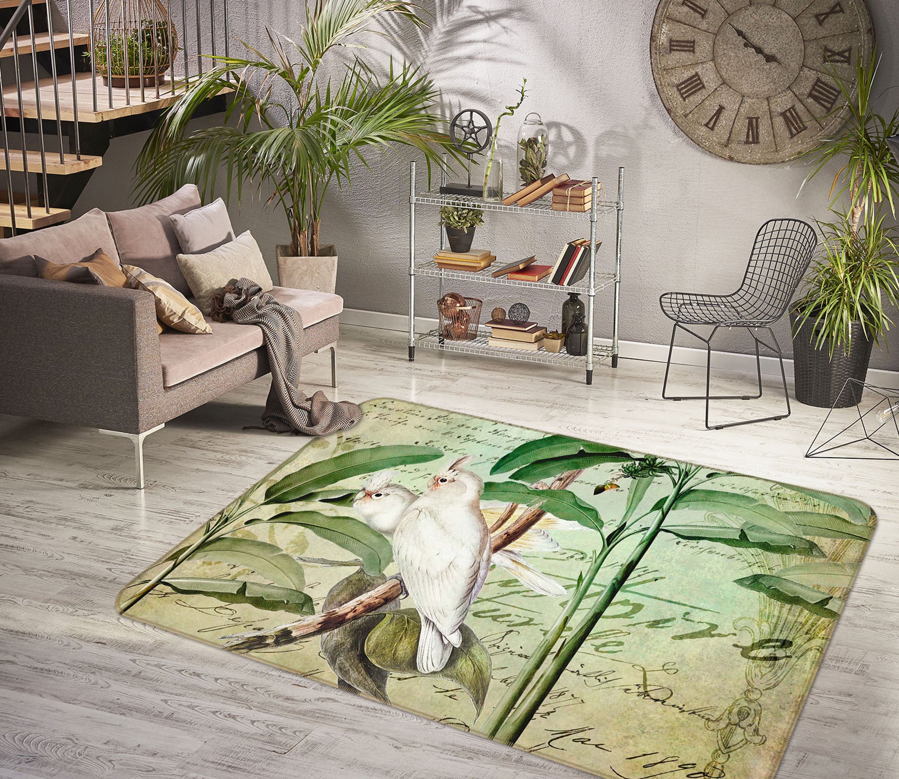 3D White Parrot 1031 Andrea haase Rug Non Slip Rug Mat