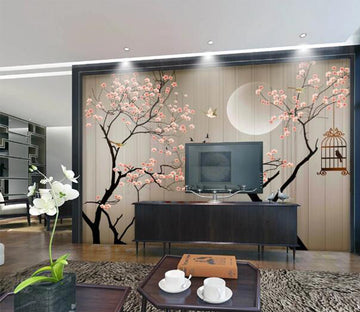 3D Moon Red Plum WC411 Wall Murals