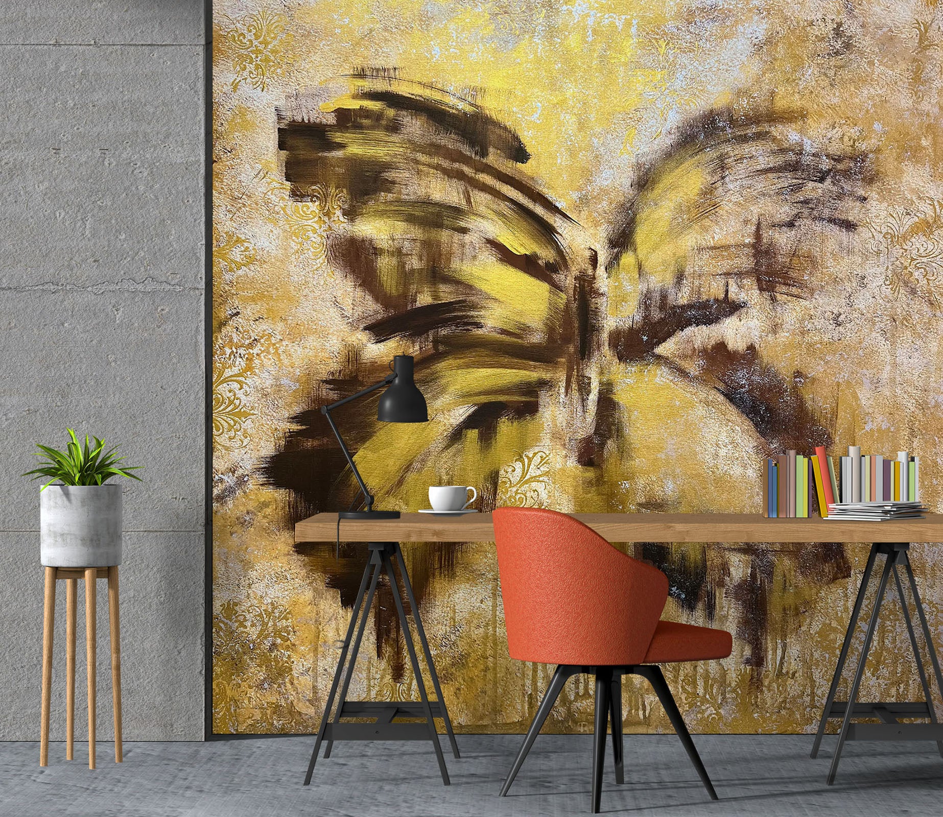 3D Painted Yellow Butterfly 3111 Skromova Marina Wall Mural Wall Murals