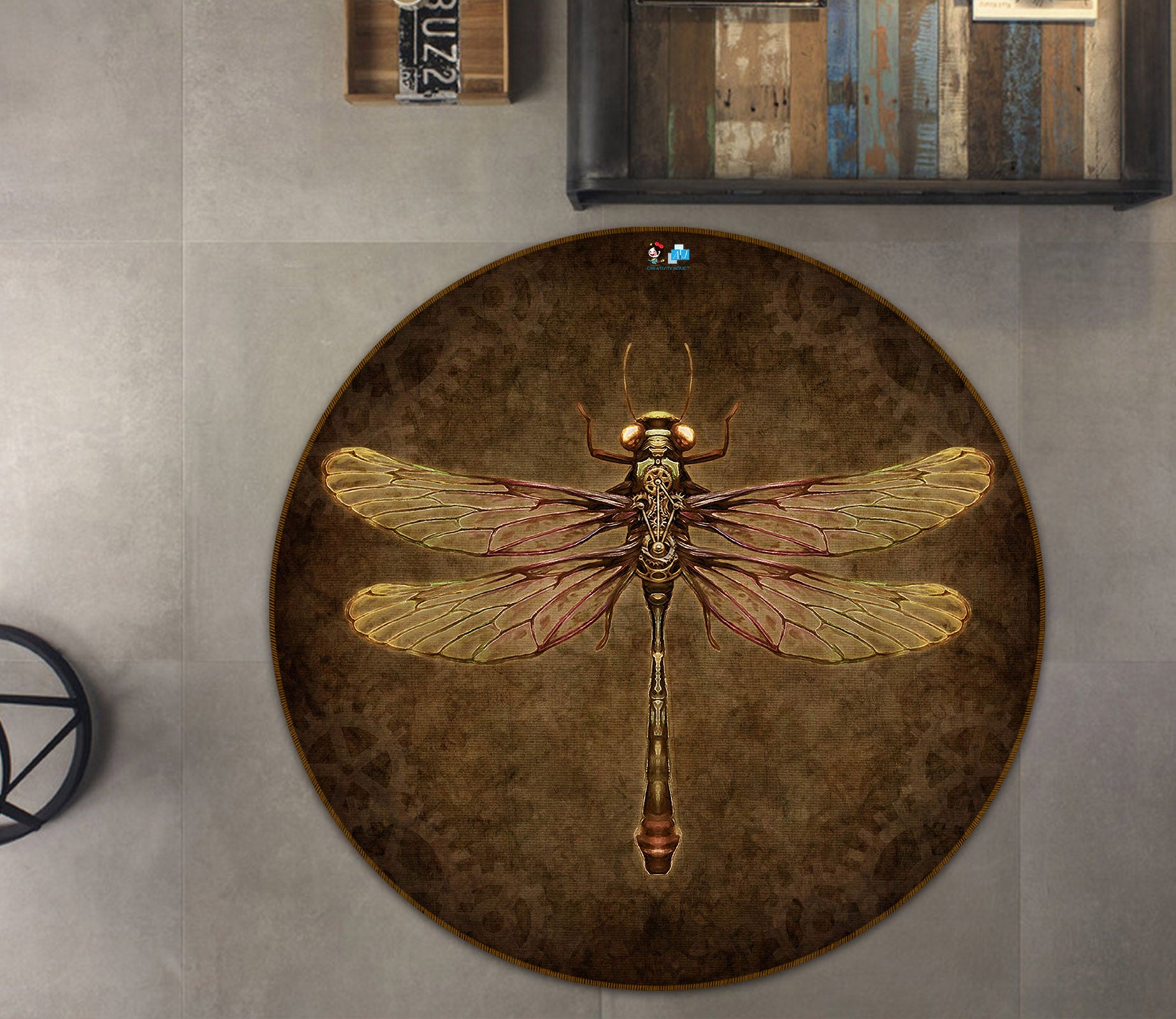 3D Insect Dragonfly 8873 Brigid Ashwood Rug Round Non Slip Rug Mat