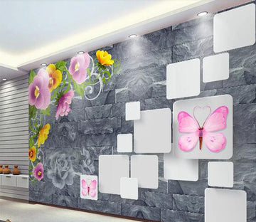 3D Butterfly Flower WC225 Wall Murals