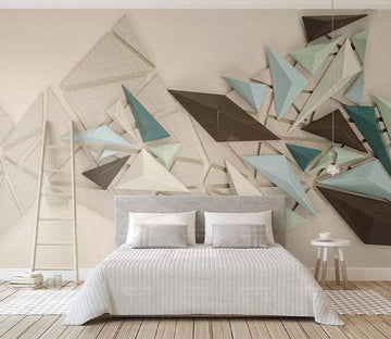 3D Green Triangle WC555 Wall Murals