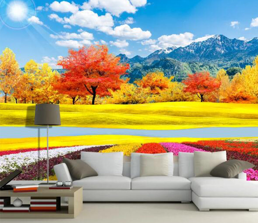 3D Color Flower Field WC369 Wall Murals