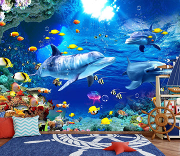 3D Deep Sea Dolphin 2076 Wall Murals