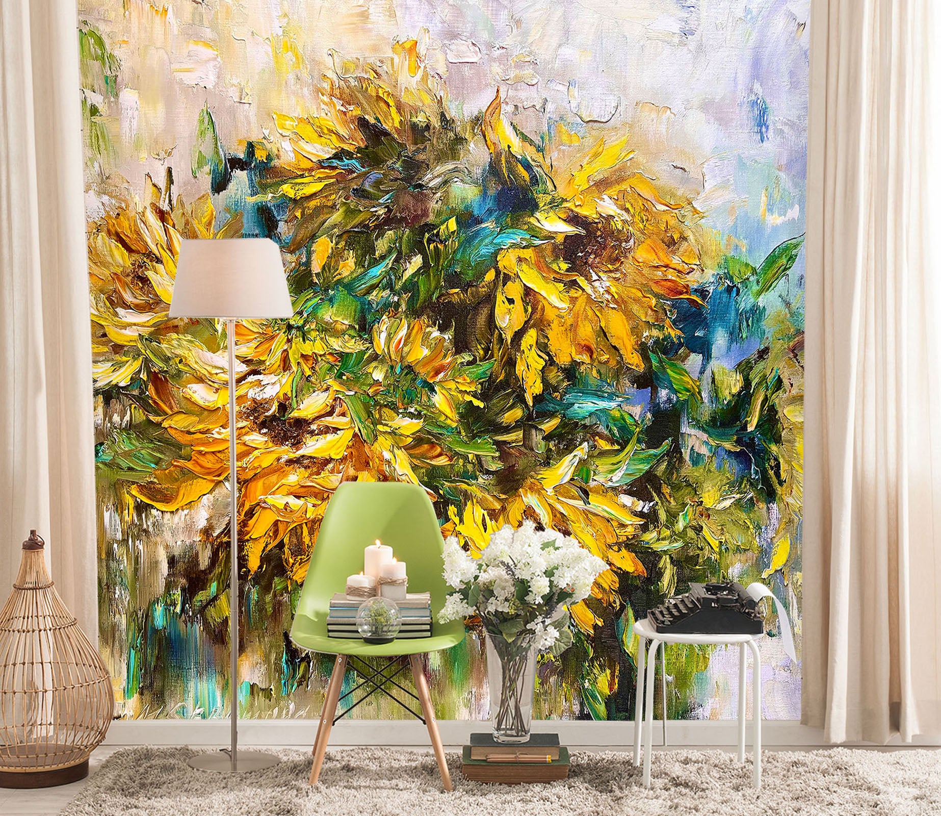 3D Yellow Sunflower 2618 Skromova Marina Wall Mural Wall Murals