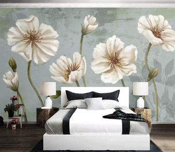 3D White Flowers WC39 Wall Murals Wallpaper AJ Wallpaper 2 