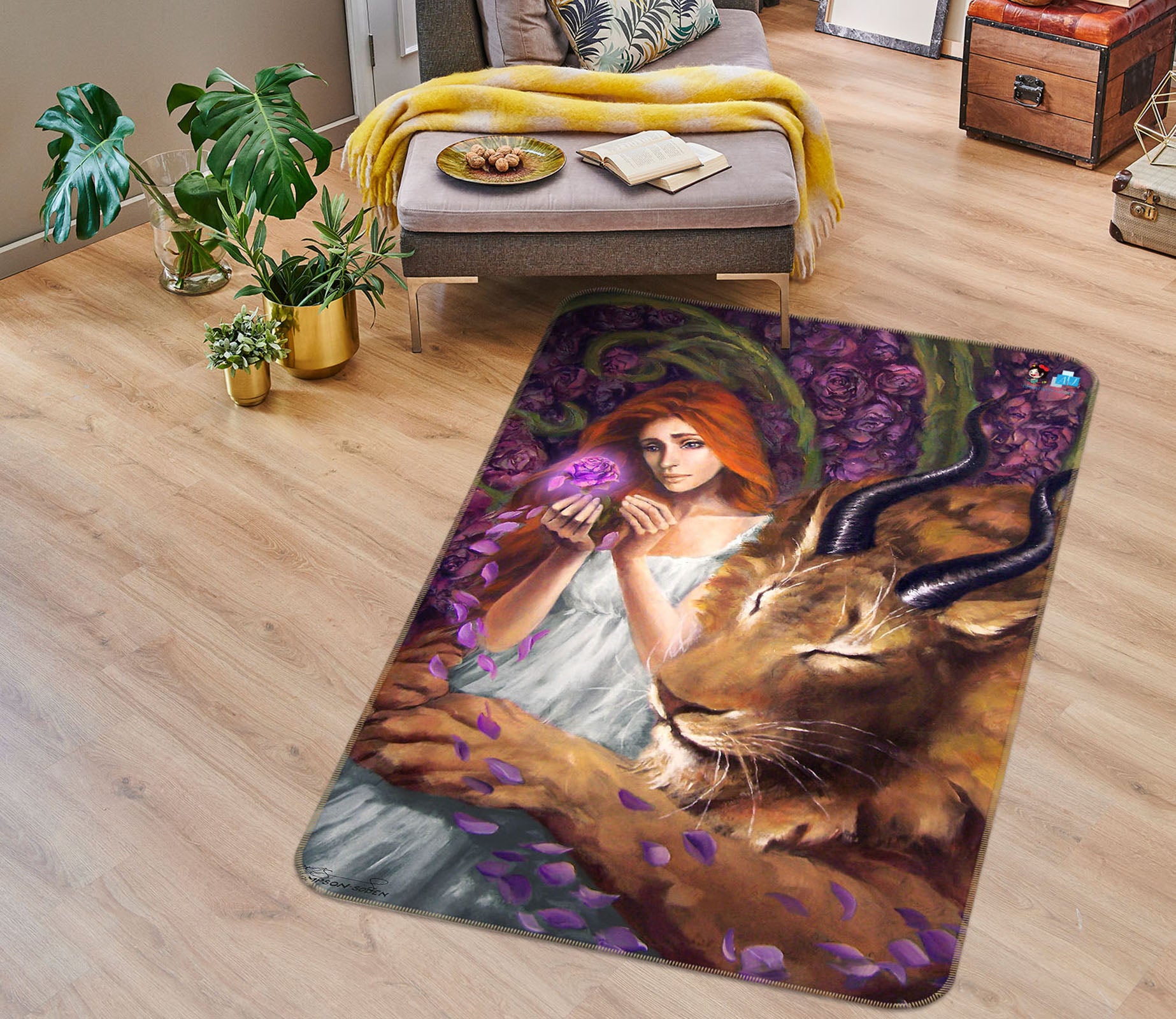 3D Tiger Woman 8224 Ruth Thompson Rug Non Slip Rug Mat