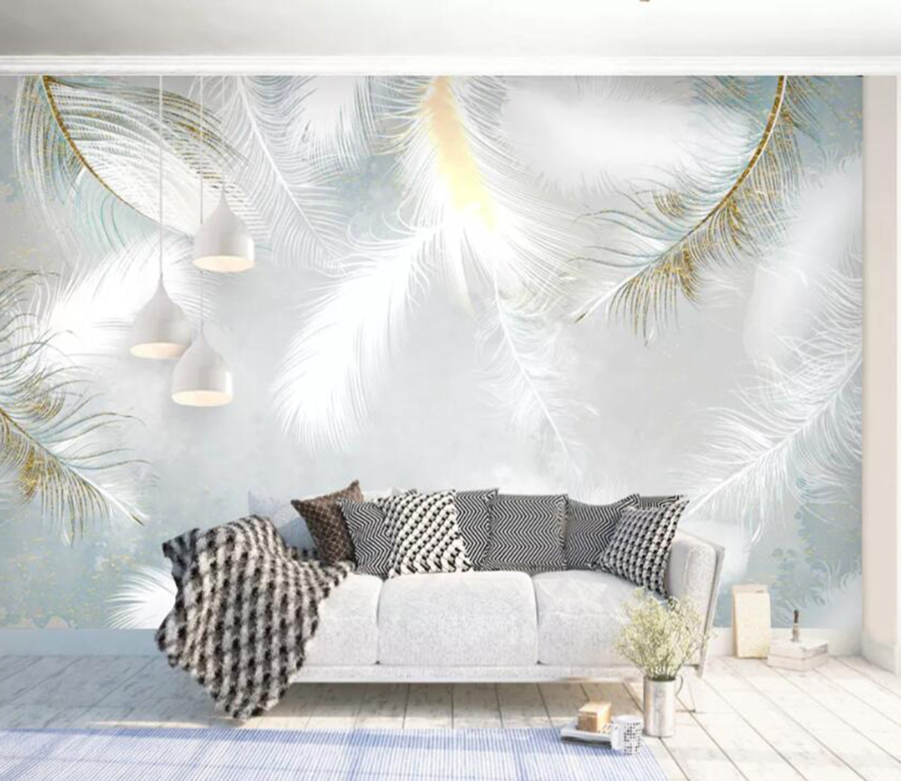 3D White Feather WC33 Wall Murals Wallpaper AJ Wallpaper 2 