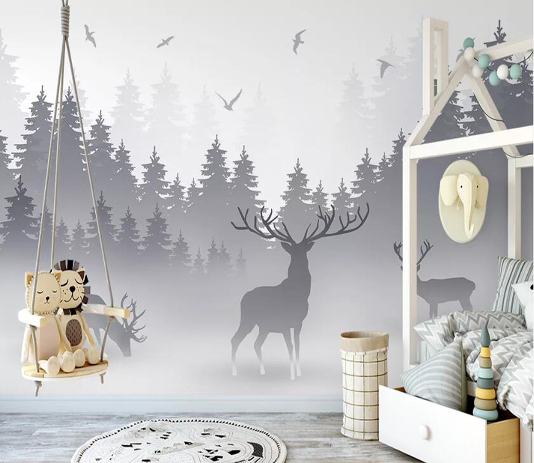 3D Deer Forest WC37 Wall Murals Wallpaper AJ Wallpaper 2 