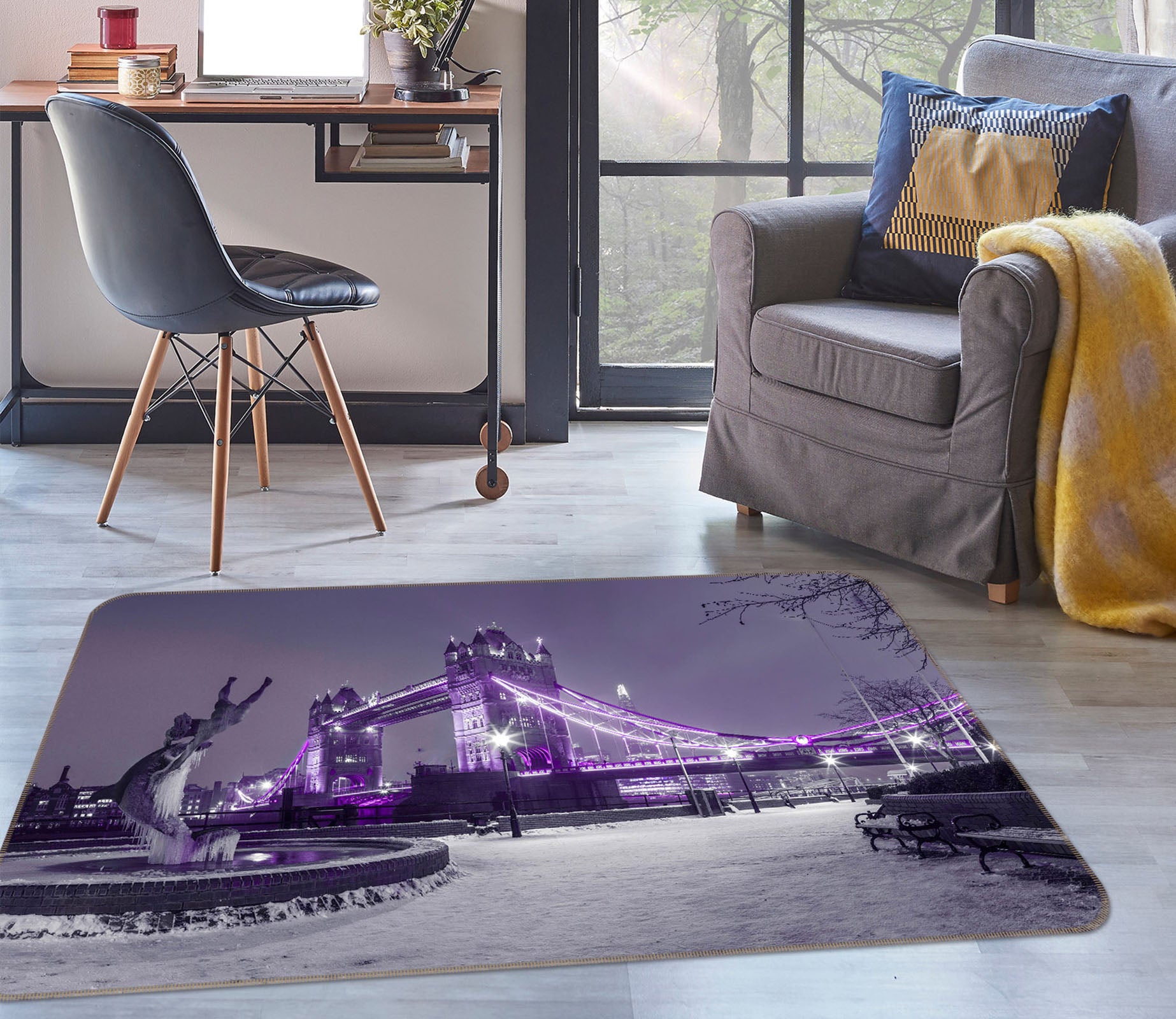 3D Purple Lights 3033 Assaf Frank Rug Non Slip Rug Mat