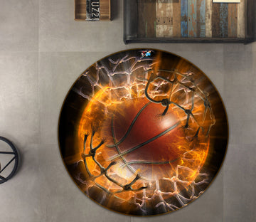 3D Sports Basketball 454 Tom Wood Rug Round Non Slip Rug Mat