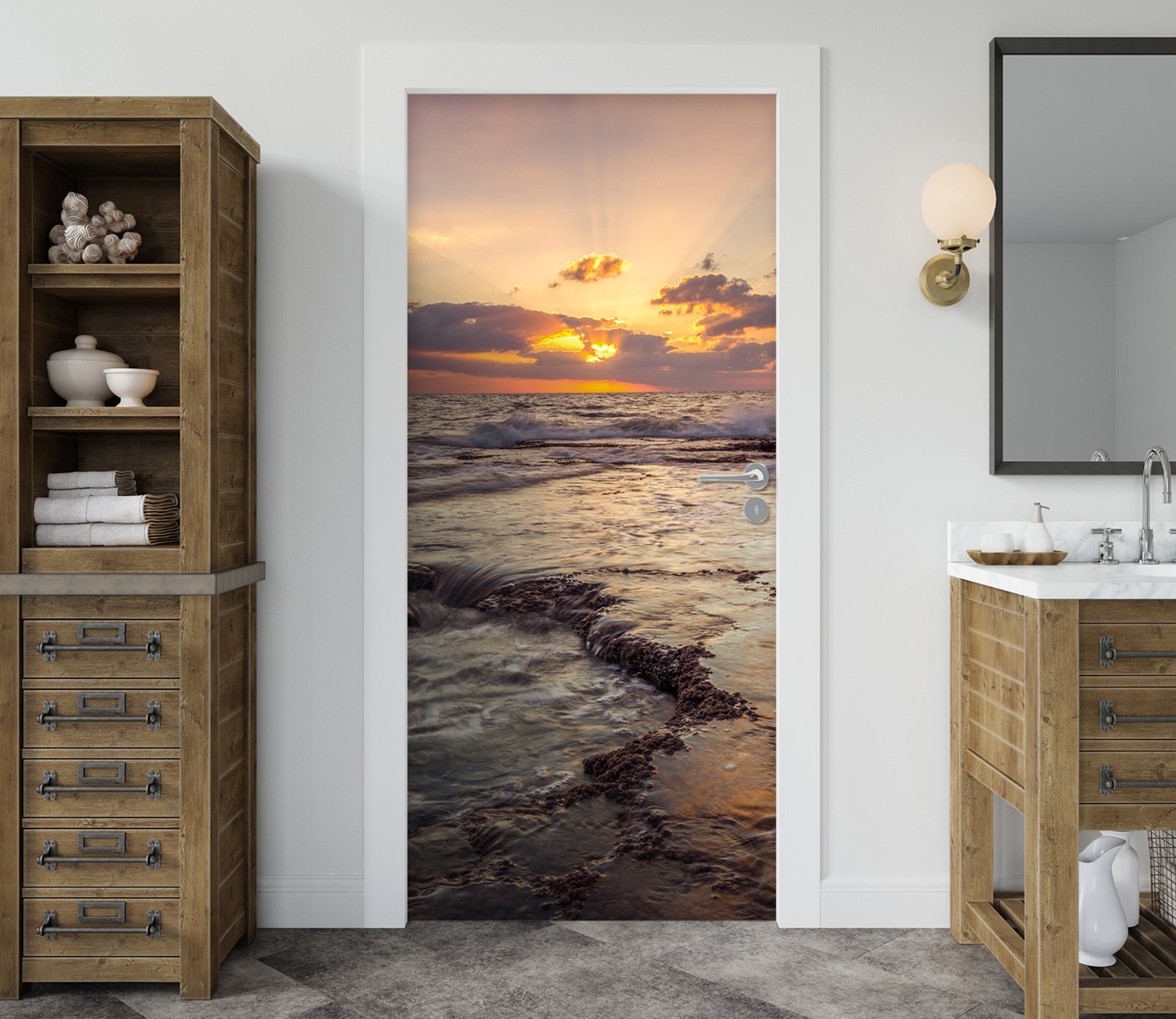 3D Sunset Seaside 106138 Assaf Frank Door Mural