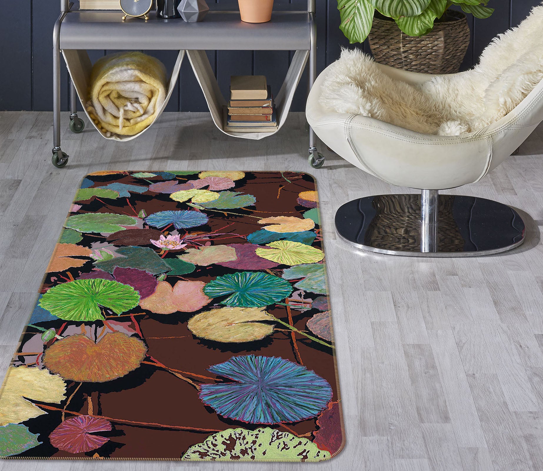 3D Lotus Leaf Withered 3039 Allan P. Friedlander Rug Non Slip Rug Mat