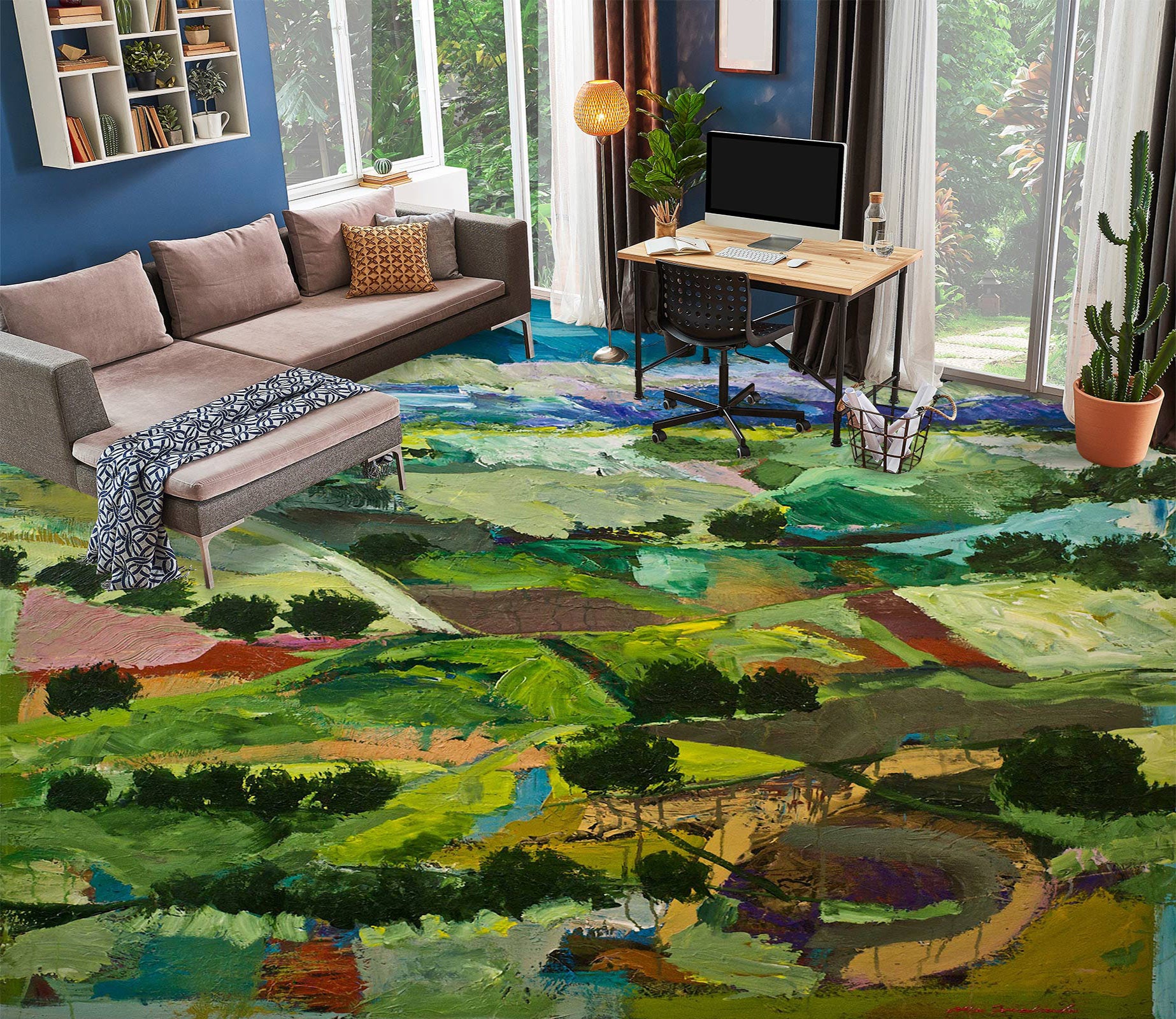 3D Green Field Hillside 9615 Allan P. Friedlander Floor Mural  Wallpaper Murals Self-Adhesive Removable Print Epoxy