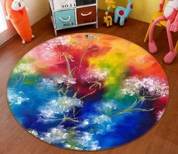 3D Colorful Flower 914 Skromova Marina Rug Round Non Slip Rug Mat