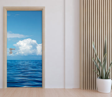 3D Blue Ocean Sky Clouds 11514 Marco Carmassi Door Mural