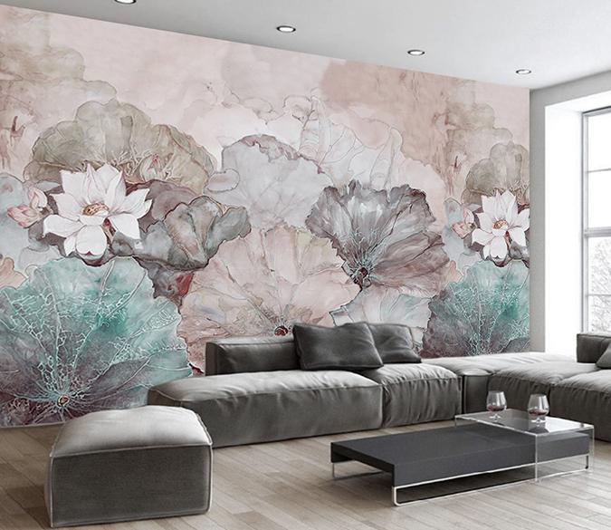 3D Lotus Pond 474 Wall Murals Wallpaper AJ Wallpaper 2 