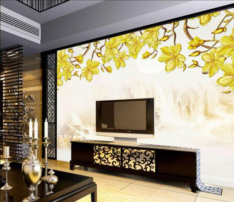 3D Yellow Flower WC505 Wall Murals