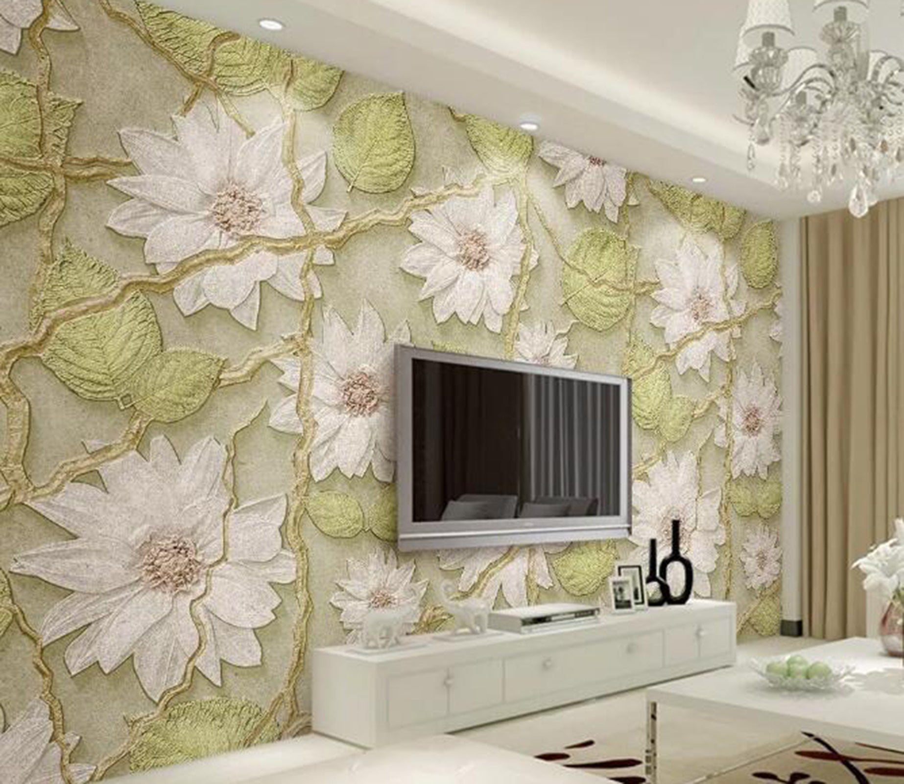 3D White Lotus WG32 Wall Murals Wallpaper AJ Wallpaper 2 