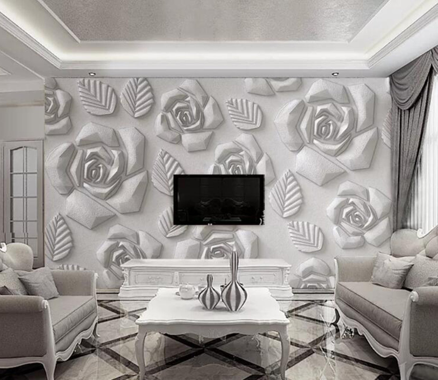 3D Carving Roses WG33 Wall Murals Wallpaper AJ Wallpaper 2 