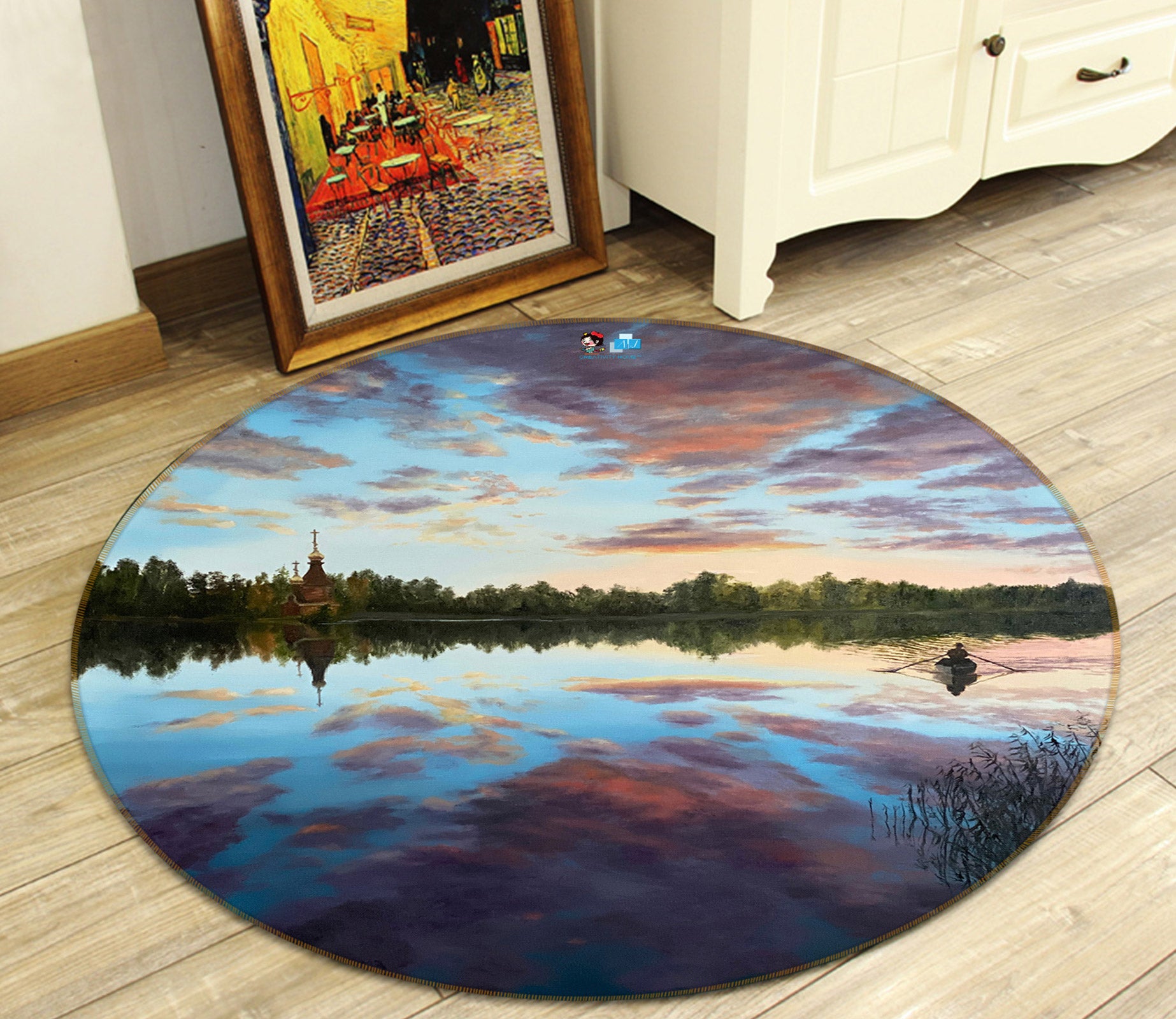 3D Sky Lake Shadow 9755 Marina Zotova Rug Round Non Slip Rug Mat