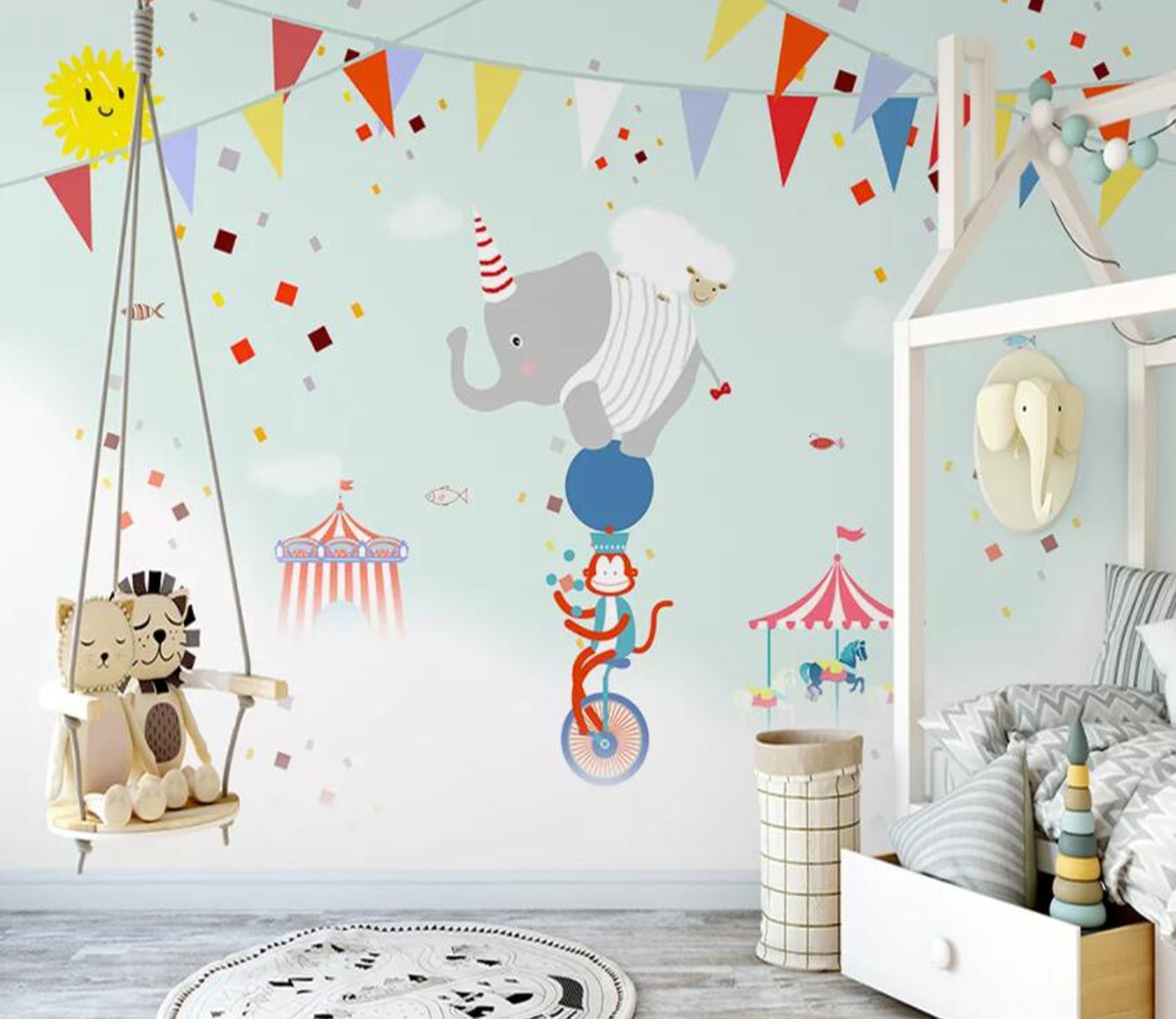 3D Cute Little Elephant WC40 Wall Murals Wallpaper AJ Wallpaper 2 