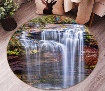 3D Waterfall Stone 5057 Beth Sheridan Rug Round Non Slip Rug Mat