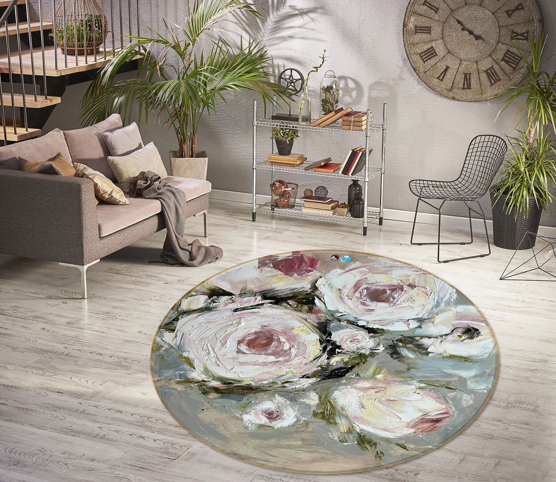 3D Beautiful Rose 762 Skromova Marina Rug Round Non Slip Rug Mat