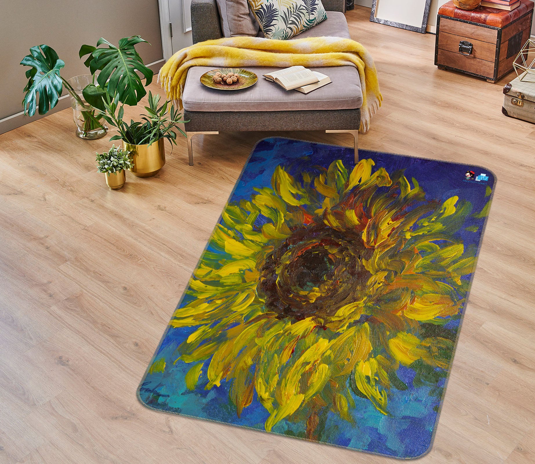 3D Sunflower 0190 Debi Coules Rug Non Slip Rug Mat