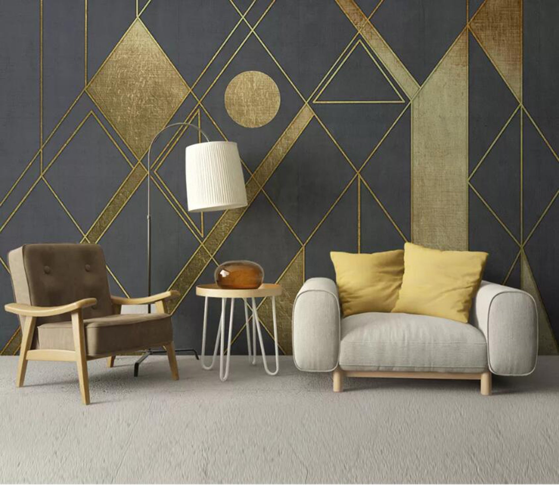 3D Golden Geometry WC51 Wall Murals Wallpaper AJ Wallpaper 2 