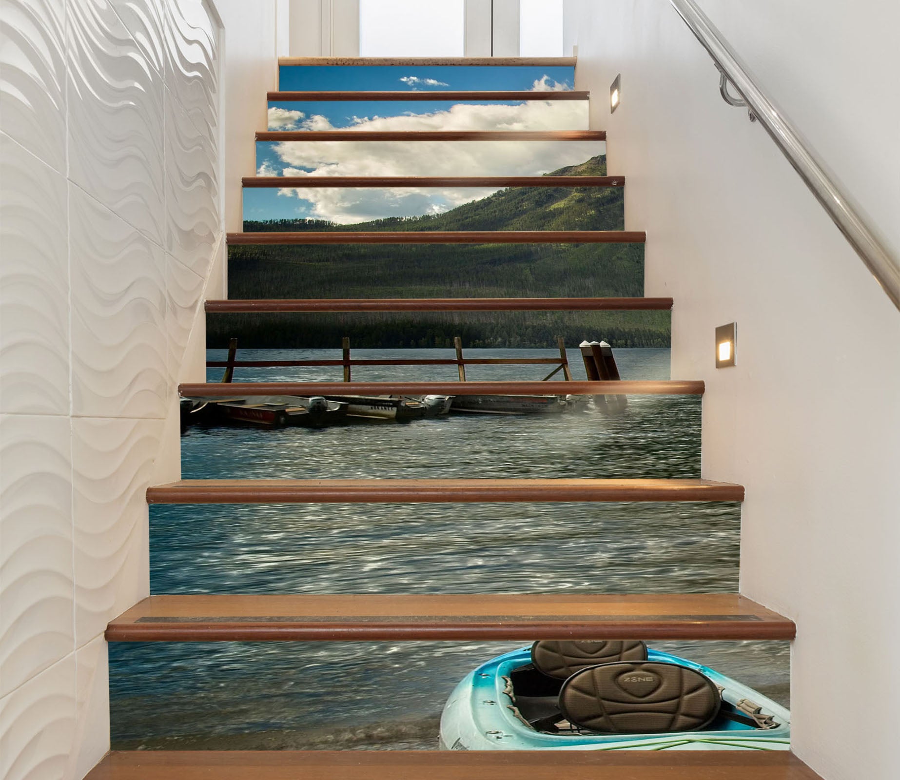 3D Mountain Lake 98213 Kathy Barefield Stair Risers