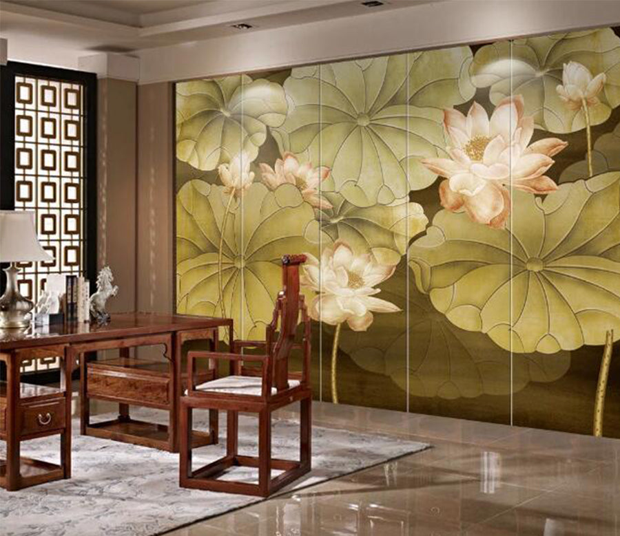 3D Lotus Leaf WC1594 Wall Murals