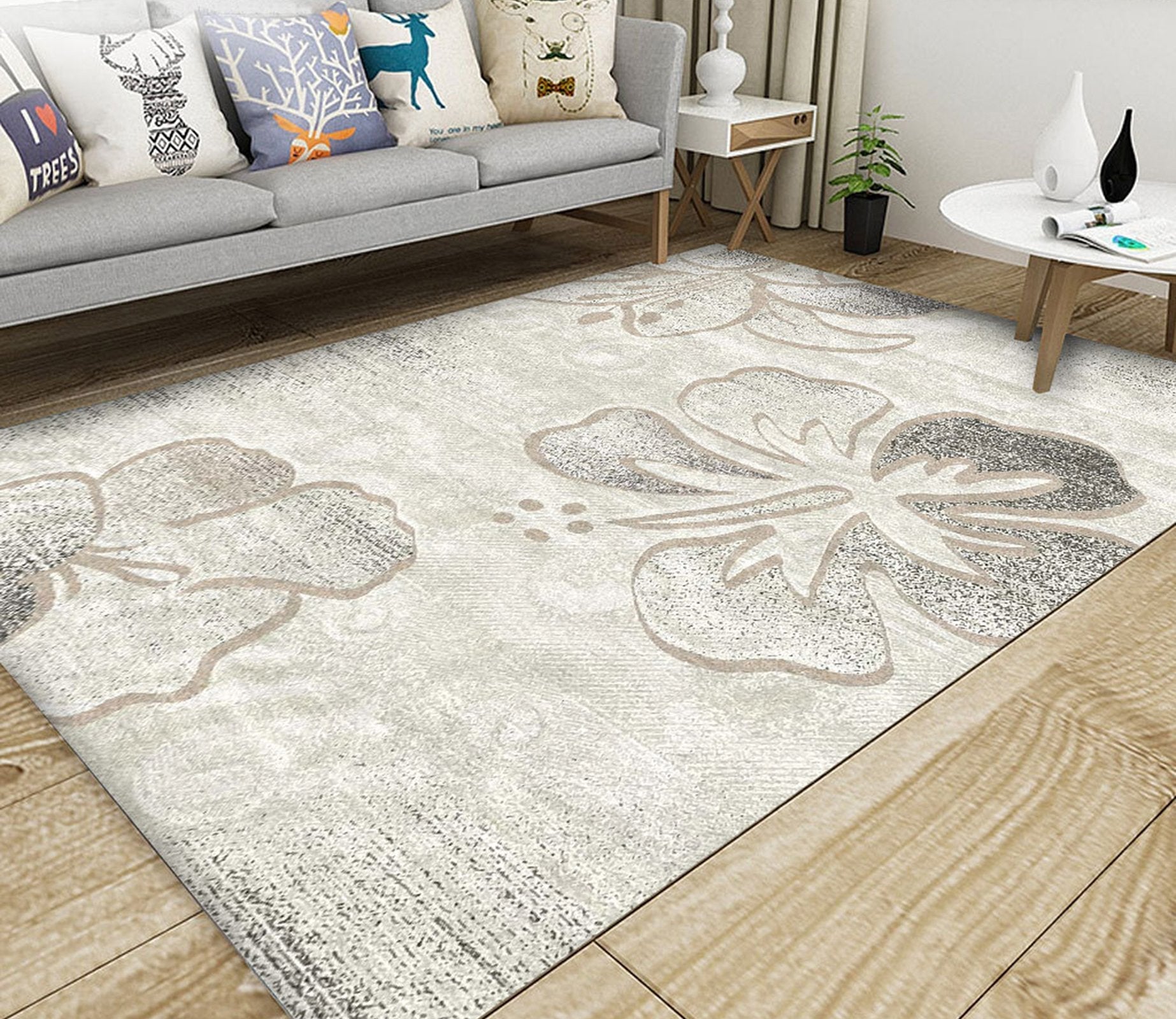 3D Gray Flowers WG194 Non Slip Rug Mat Mat AJ Creativity Home 