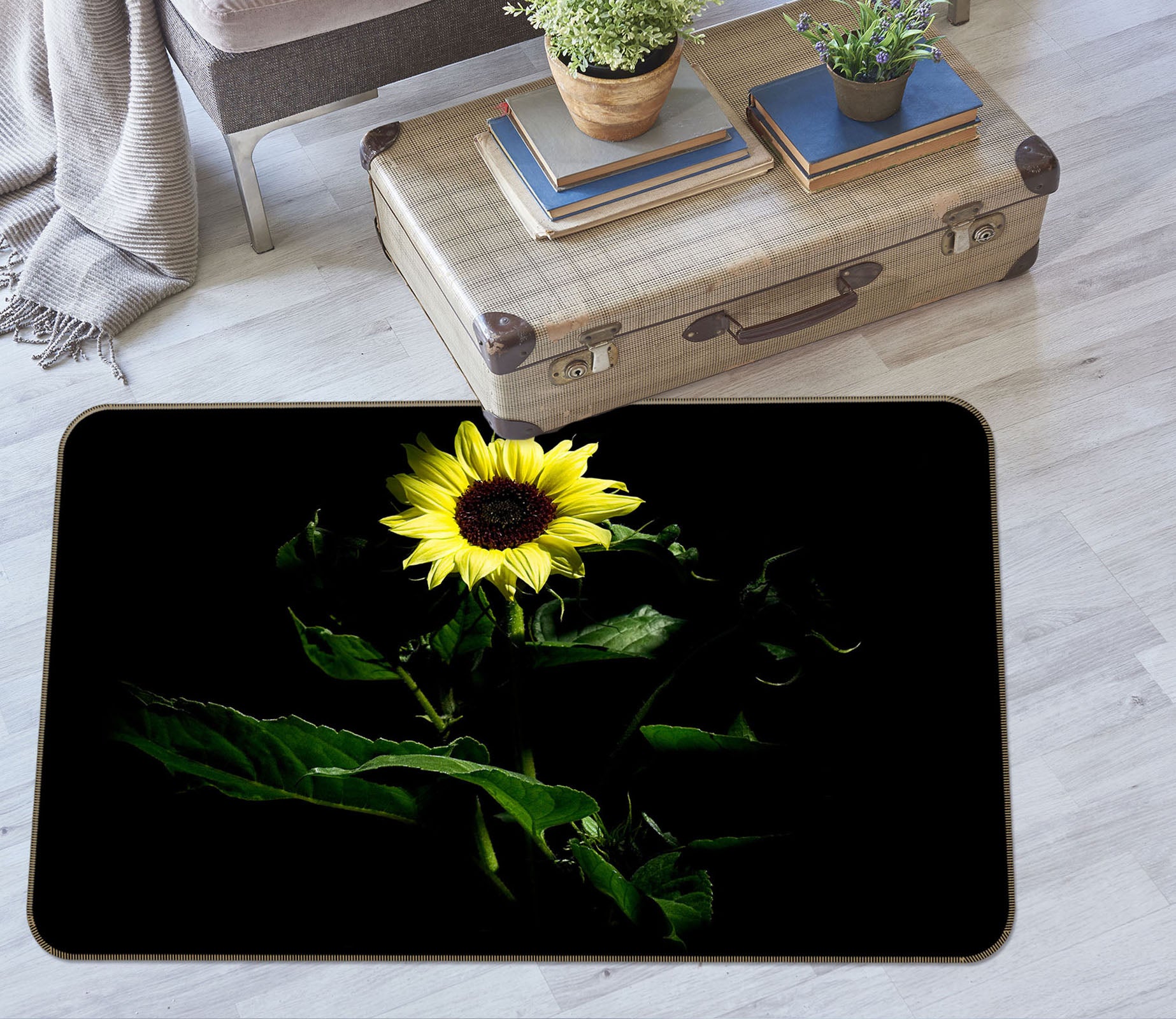 3D Sunflower 1124 Kathy Barefield Rug Non Slip Rug Mat