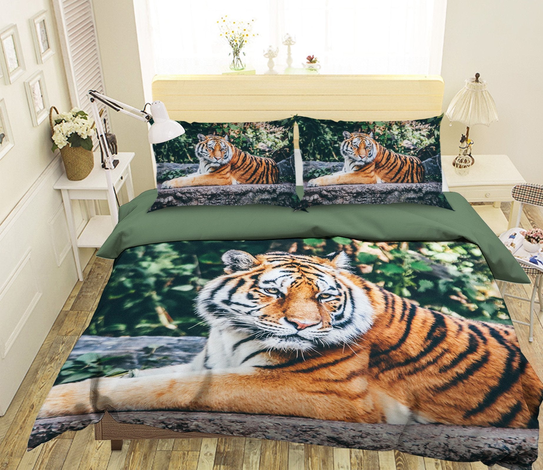 3D Tiger 1916 Bed Pillowcases Quilt Quiet Covers AJ Creativity Home 