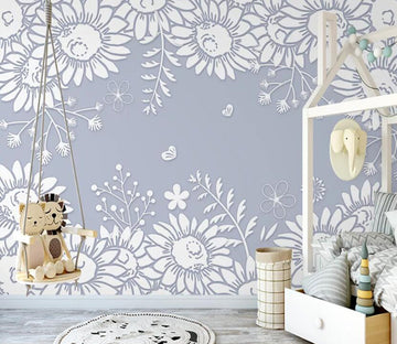 3D White Flowers WC55 Wall Murals Wallpaper AJ Wallpaper 2 